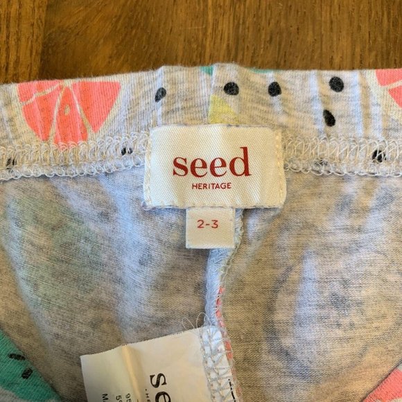 SEED HERITAGE Fruit Leggings Girls 2-3 2T 3T Gray Watermelon Kiwi Toddler Girl - Picture 4 of 4